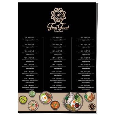 Menü Tay gıda tasarım şablonu grafik 