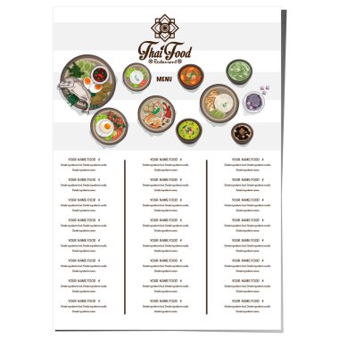 Menü Tay gıda tasarım şablonu grafik 