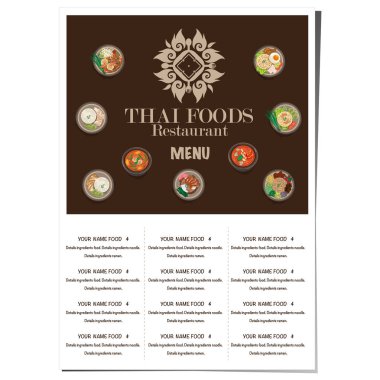 Menü Tay gıda tasarım şablonu grafik 