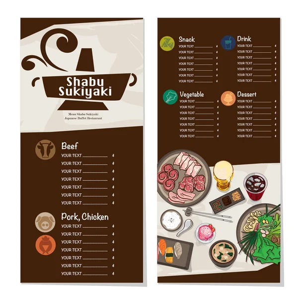 Menü Shabu Sukiyaki Restoran Şablon Tasarım Grafik Nesneleri — Stok Vektör