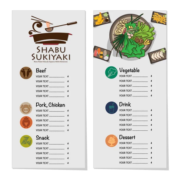 Menü shabu sukiyaki Restoran şablon tasarım grafik nesneleri 