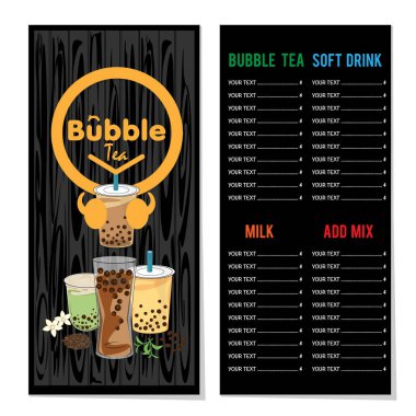 kabarcık çay menüsü grafik şablonu