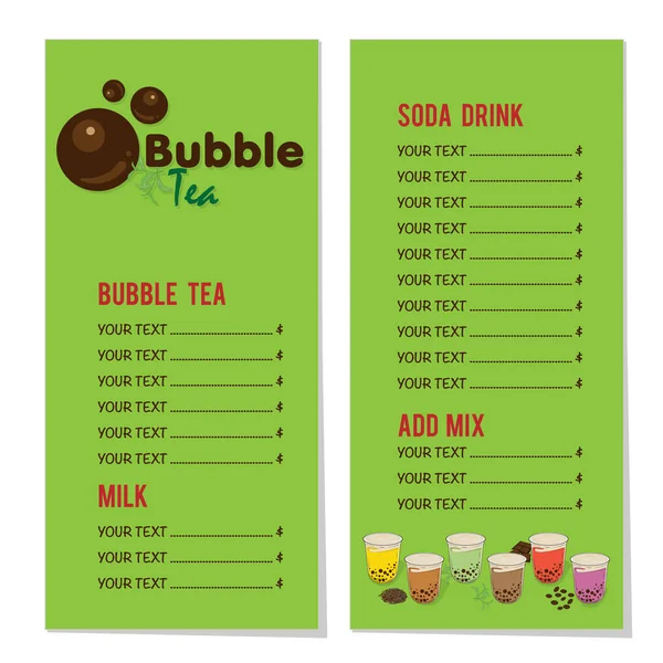 Modèle Graphique Menu Thé Bulles — Image vectorielle