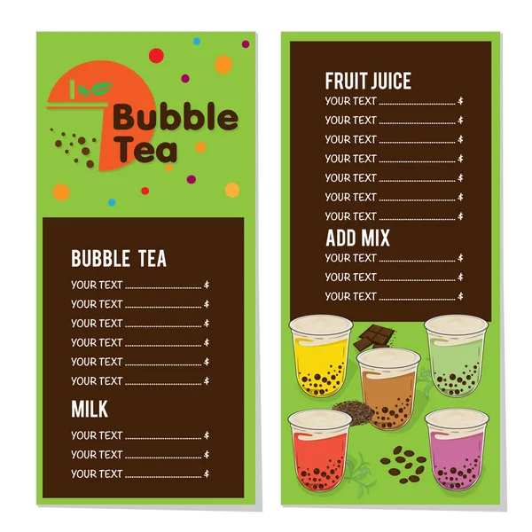 Modèle Graphique Menu Thé Bulles — Image vectorielle