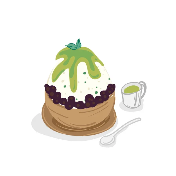 ไอศกร Bingsu ของหวานวาดว กราฟ — ภาพเวกเตอร์สต็อก