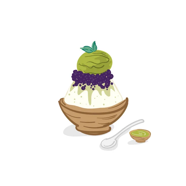 Десерт Мороженого Bingsu Рисование Графический Объект — стоковый вектор