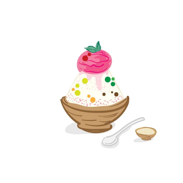 Helado Bingsu Postre Dibujo Gráfico Objeto — Archivo Imágenes Vectoriales