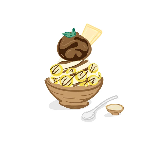 Helado Bingsu Postre Dibujo Gráfico Objeto — Vector de stock