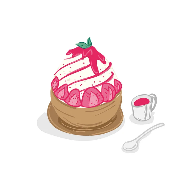 Helado Bingsu Postre Dibujo Gráfico Objeto — Vector de stock