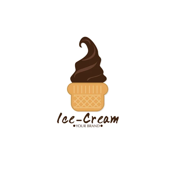 Eis Dessert Ikone Logo Marke Design Grafik Objekt — Stockvektor