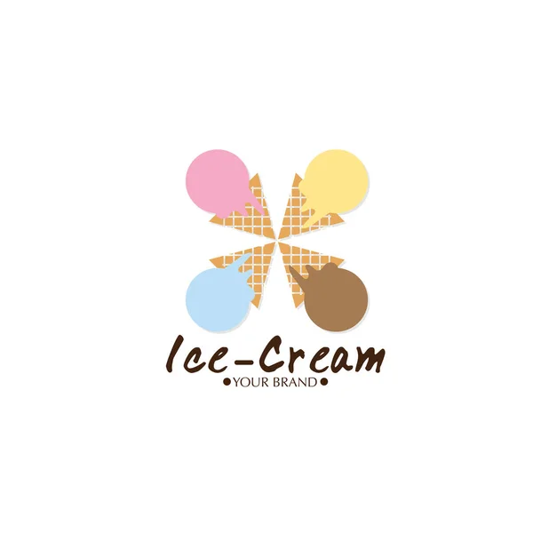 Eis Dessert Ikone Logo Marke Design Grafik Objekt — Stockvektor