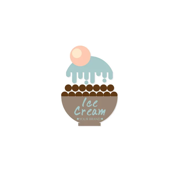 Ijs Dessert Pictogram Logo Merk Ontwerp Grafisch Object — Stockvector