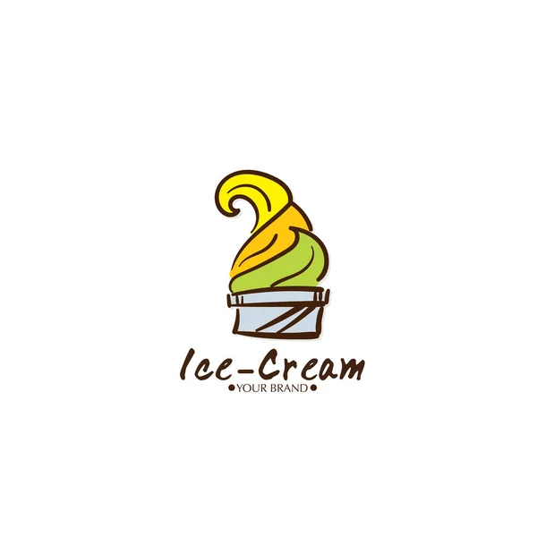 アイスクリームデザートアイコンロゴブランドデザイングラフィックオブジェクト — ストックベクタ