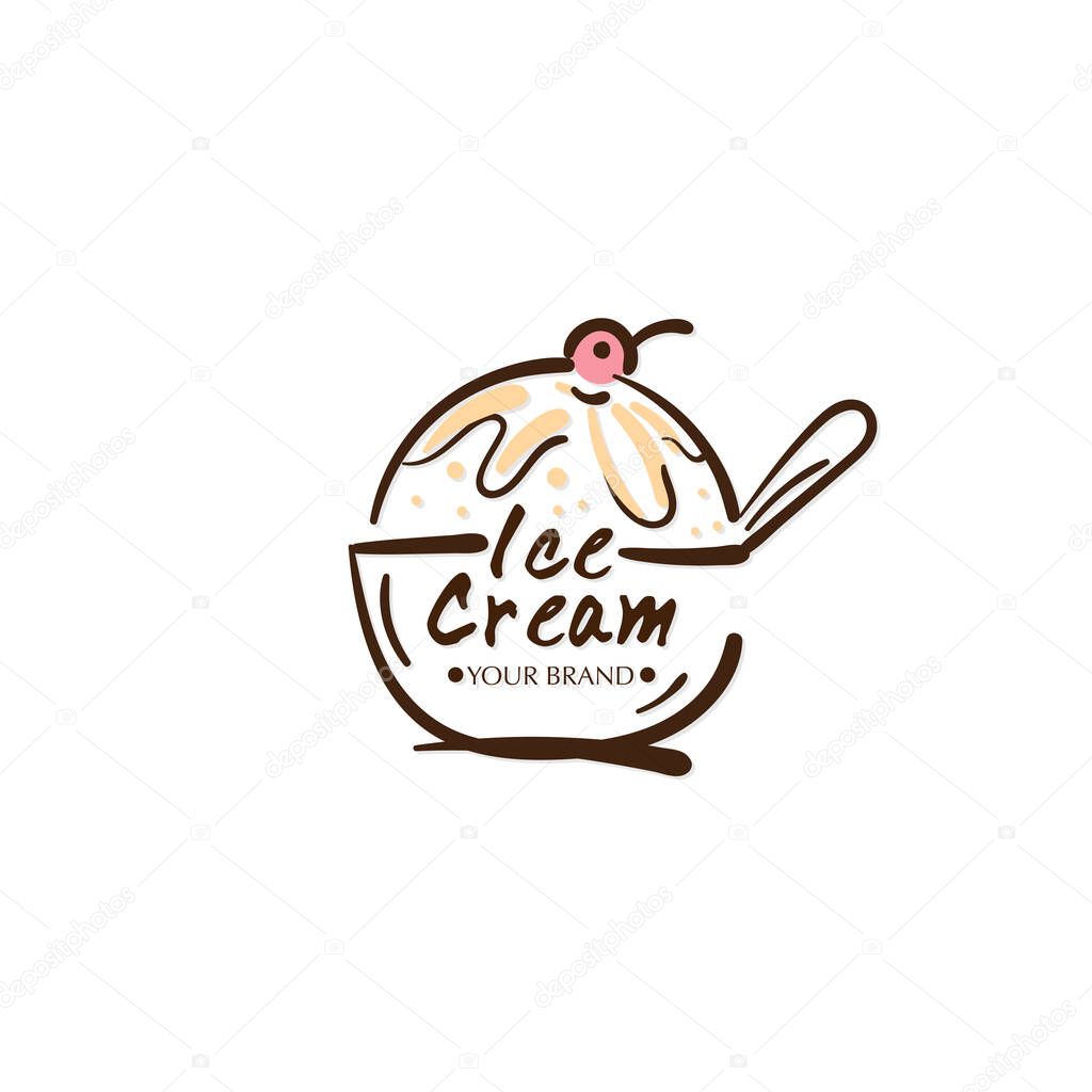 Ice cream dessert icon logo brand design graphic object.
