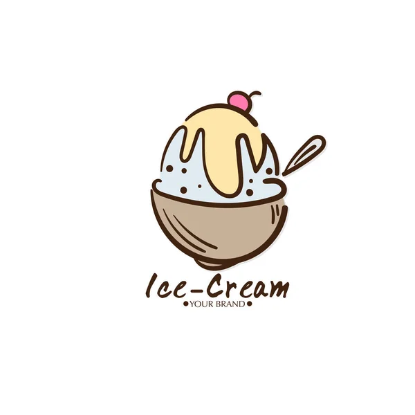 Crème Glacée Dessert Icône Logo Marque Design Graphique Objet — Image vectorielle