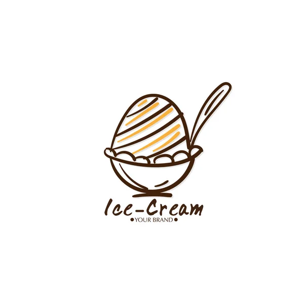 Ijs Dessert Pictogram Logo Merk Ontwerp Grafisch Object — Stockvector