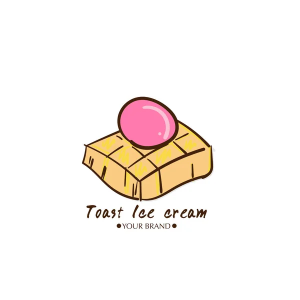 Toast Ice Cream Dessert Pictogram Logo Merk Ontwerp Grafisch Object — Stockvector