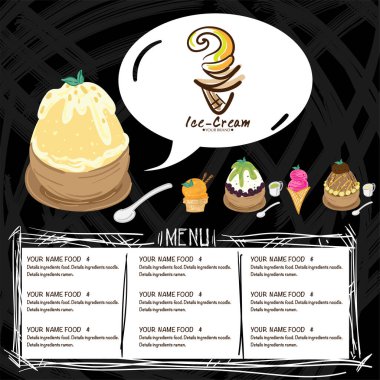 Menü şablonu Dondurma tatlı reataurant marka tasarımı