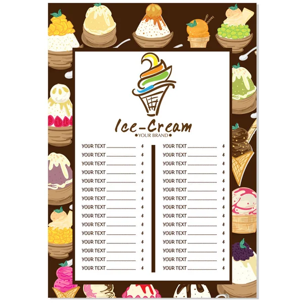 菜单模板冰淇淋甜点重新设计品牌设计 — 图库矢量图片
