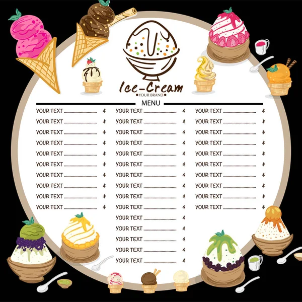 Speisekarte Vorlage Eis Dessert Restaurant Markendesign — Stockvektor