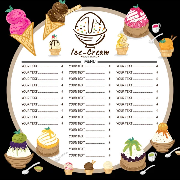 Modèle Menu Crème Glacée Dessert Design Marque Reataurant Graphismes Vectoriels