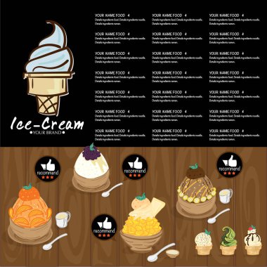 Menü şablonu Dondurma tatlı reataurant marka tasarımı 
