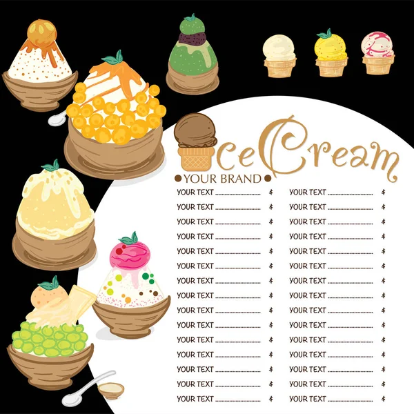 Modèle Menu Crème Glacée Dessert Design Marque Reataurant — Image vectorielle