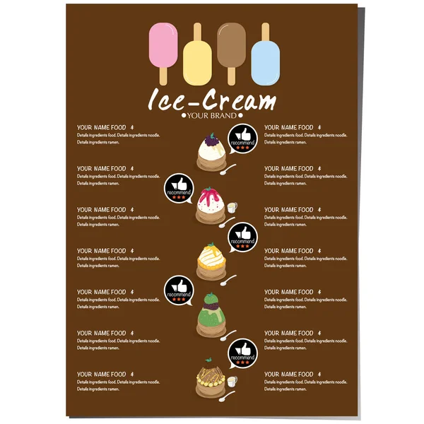 Menu Template Ice Cream Dessert Reataurant Brand Design — Stock Vector