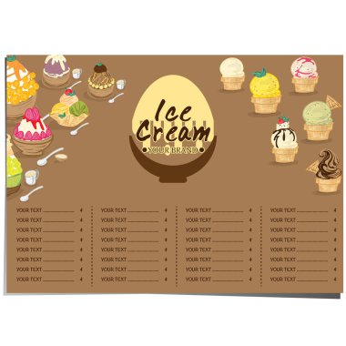 Menü şablonu Dondurma tatlı reataurant marka tasarımı