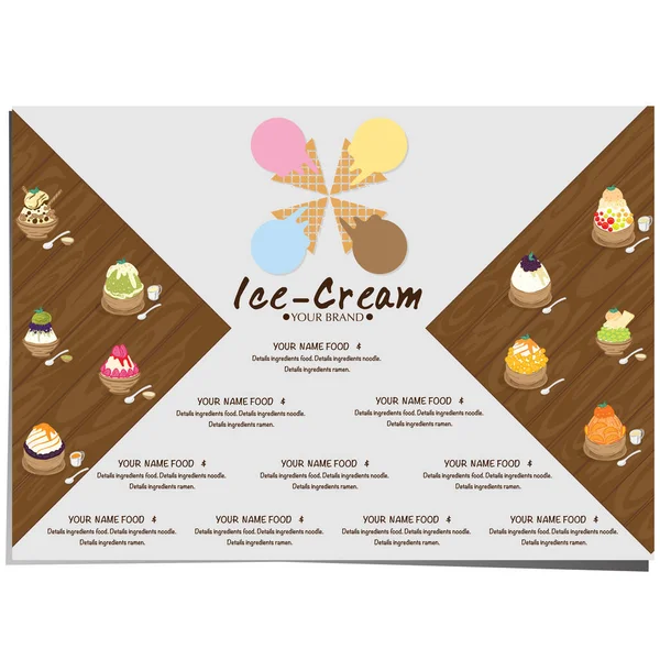 Speisekarte Vorlage Eis Dessert Restaurant Markendesign — Stockvektor