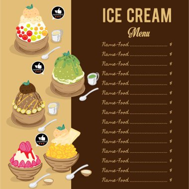 Menü şablonu Dondurmalı tatlı restoranı marka tasarımı