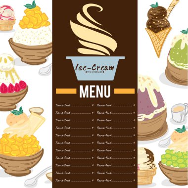 Menü şablonu Dondurmalı tatlı restoranı marka tasarımı