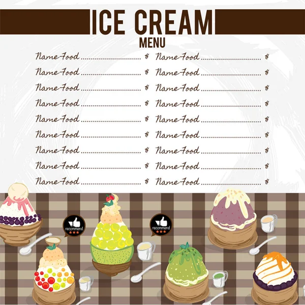 Modèle Menu Crème Glacée Dessert Restaurant Marque Design — Image vectorielle