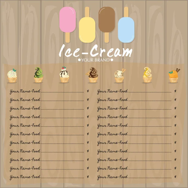 Шаблон Меню Мороженое Десерт Ресторан Дизайн Бренда — стоковый вектор