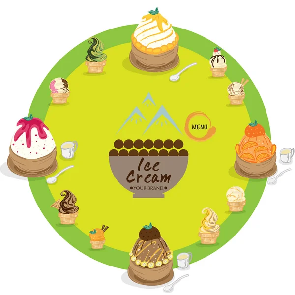 Modèle Menu Crème Glacée Dessert Restaurant Marque Design Vecteurs De Stock Libres De Droits