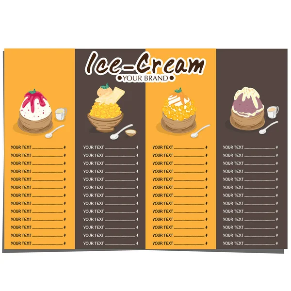 Menu Template Ice Cream Dessert Restaurant Brand Design — Stock Vector