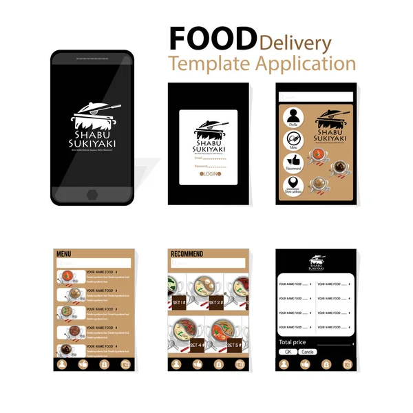 Shabu Sukiyaki Menüvorlage Anwendung Mobile Japanische Essenslieferung Vektorgrafiken
