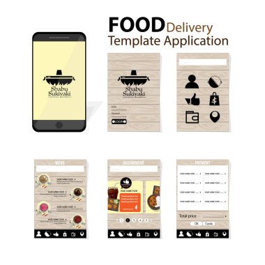 Shabu sukiyaki menü uygulama mobil Japon yemek dağıtımı şablonu