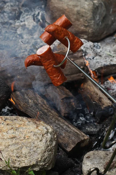 Sausages on the stick — 图库照片