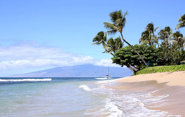 Imagem Vertical Vista Para Montanhas Partir Praia Tropical Lahaina Havaí — Fotografia de Stock