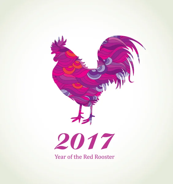Red Rooster. New Year-üdvözlőlap . — Stock Vector