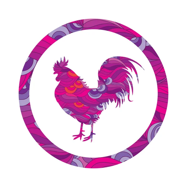 Red Rooster. New Year-üdvözlőlap . — Stock Vector