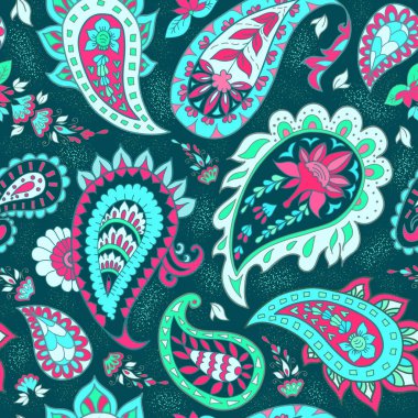 Paisley ile sorunsuz soyut çiçek desenli.