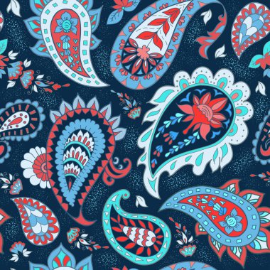 Paisley ile sorunsuz soyut çiçek desenli.