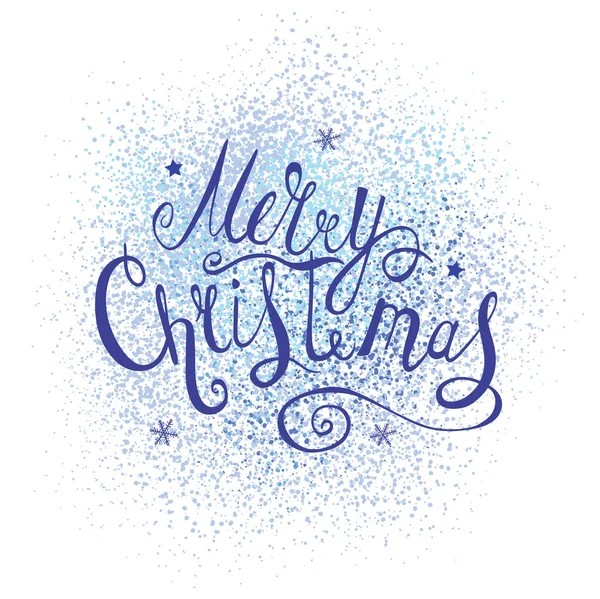 Xmas wenskaart met belettering op de achtergrond Abstract Snow. — Stockvector