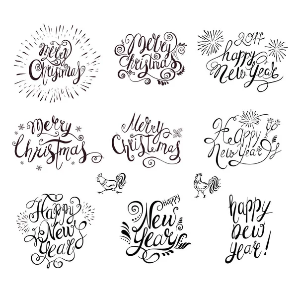 Bonne année et Joyeux Noël Texte vectoriel  . — Image vectorielle
