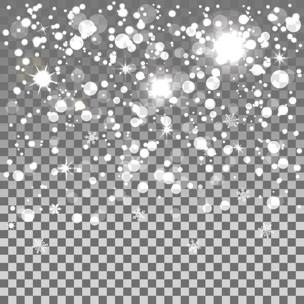 Falling snow isolated on the a transparent background. — Stock Vector