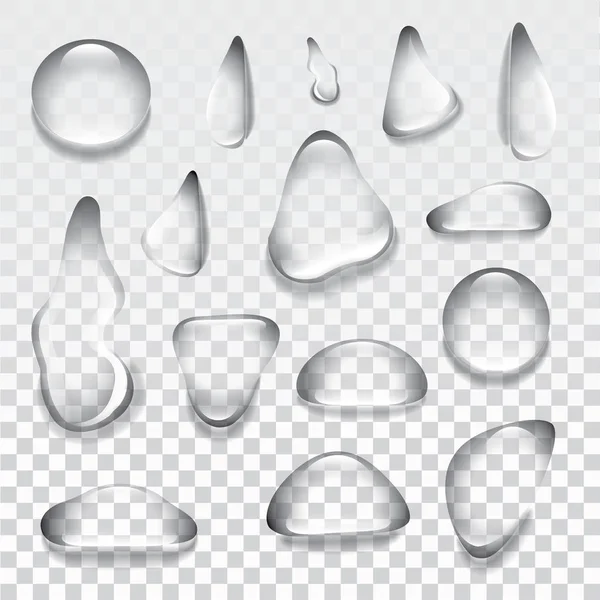 Gotas de agua transparentes claras aisladas en el fondo . — Archivo Imágenes Vectoriales