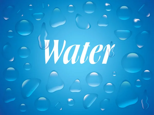 Gouttes d'eau transparentes claires isolées sur le fond bleu . — Image vectorielle