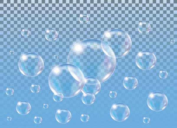 Burbujas de jabón aisladas realistas . — Vector de stock